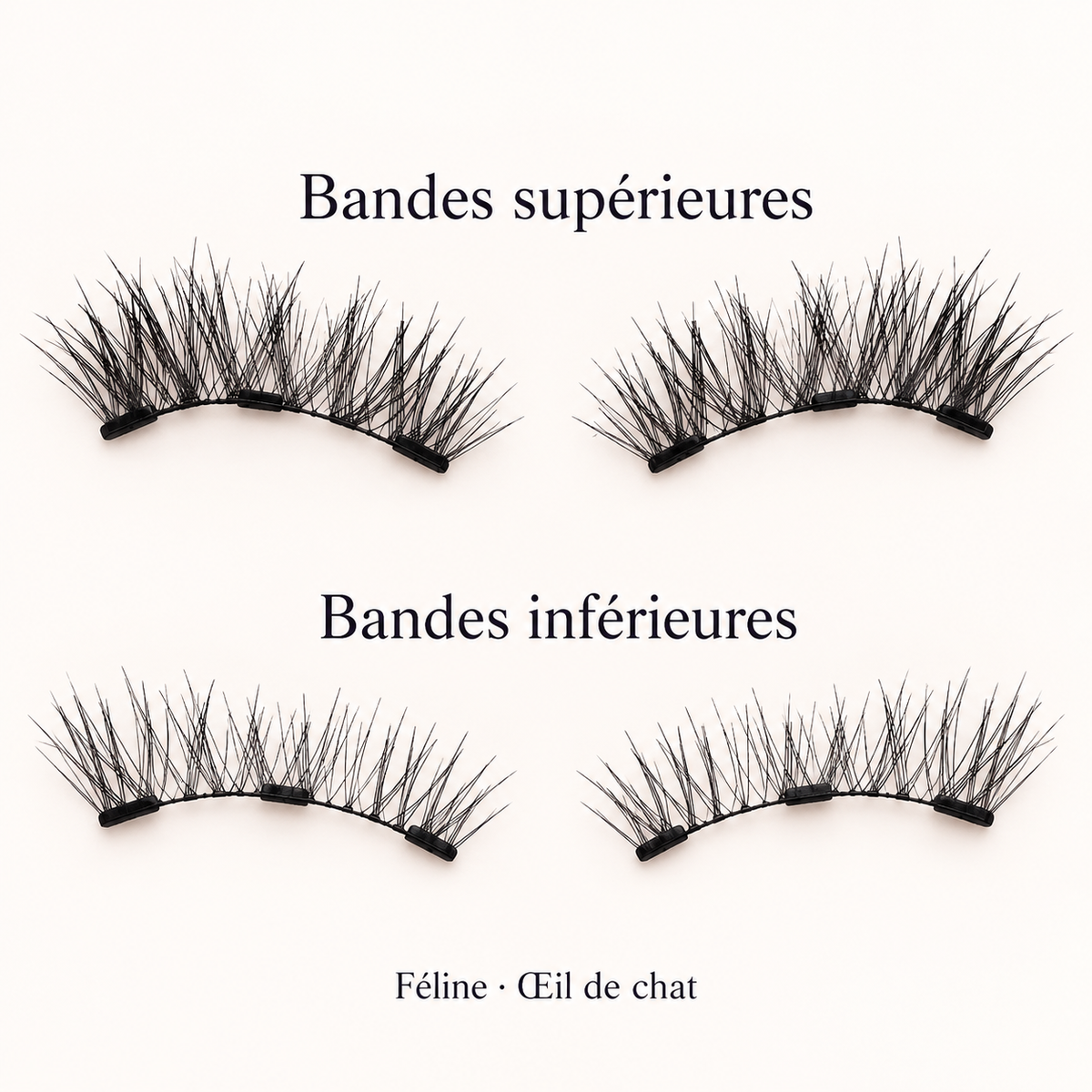 Féline — Œil de chat : bandes supérieures et inférieures pour les deux yeux