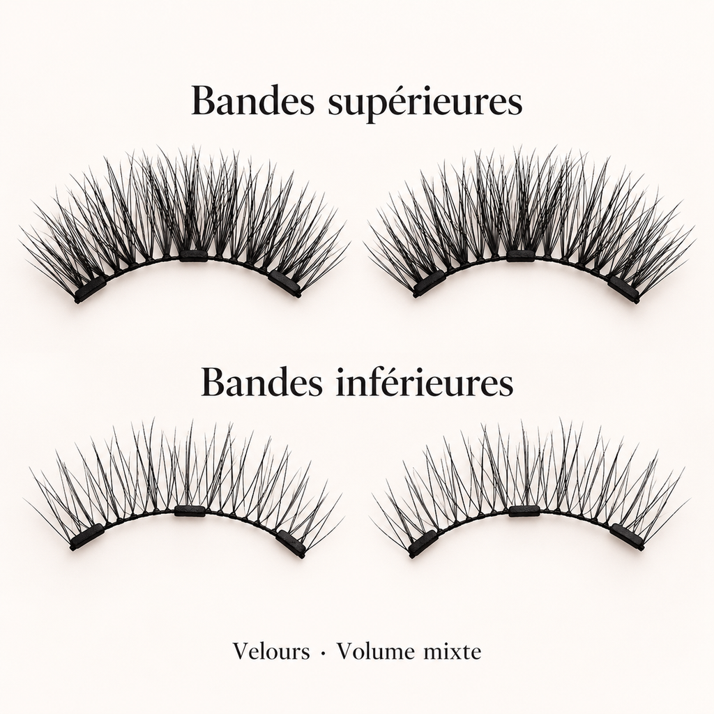 Velours — Volume mixte : bandes supérieures et inférieures pour les deux yeux