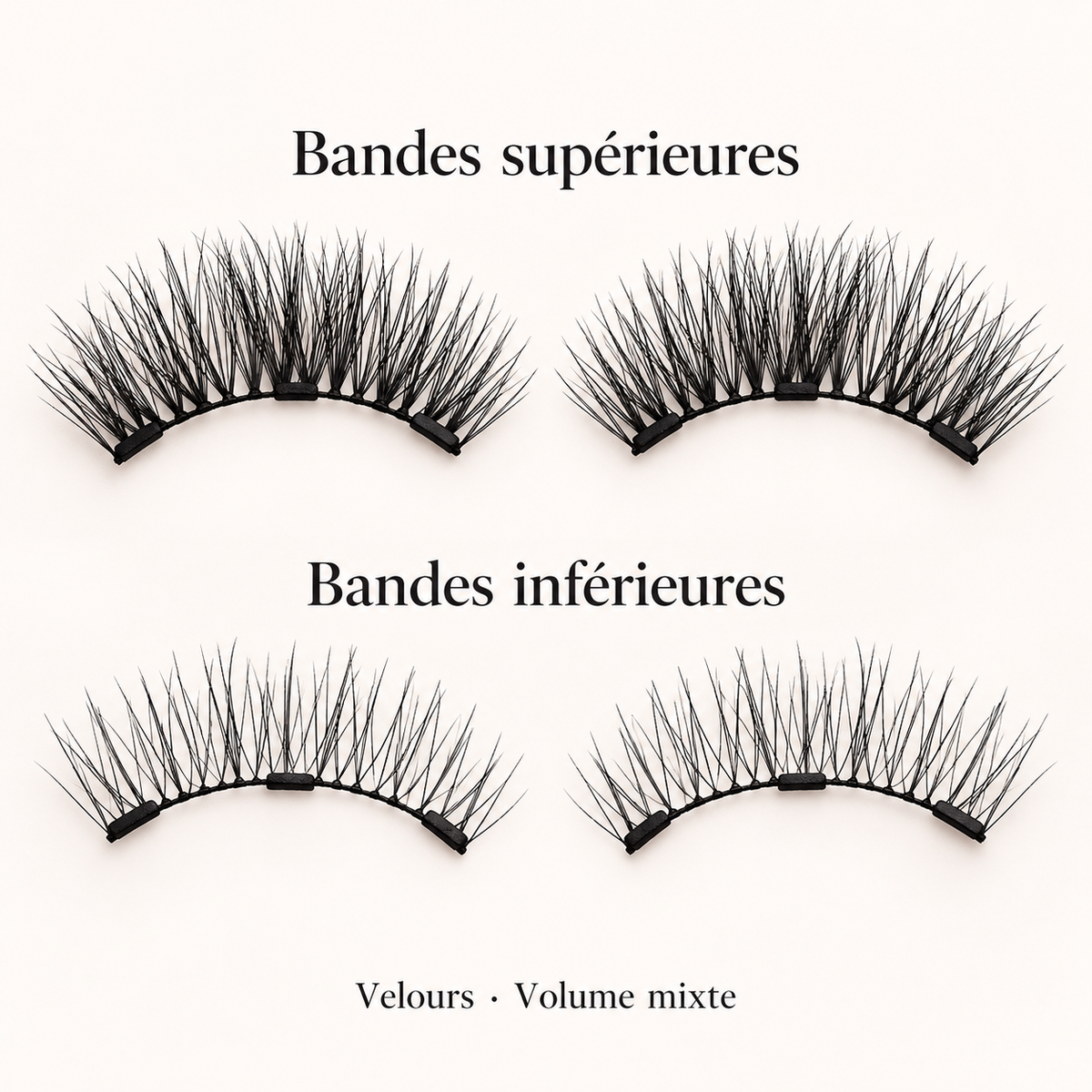 Velours — Volume mixte : bandes supérieures et inférieures pour les deux yeux